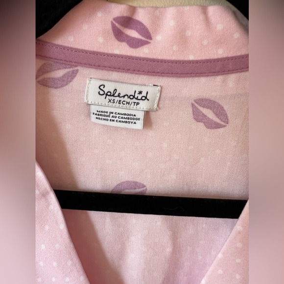 Splendid Women’s NWOT Pink Kiss Pajamas‎ Top Size XS - Picture 2 of 11